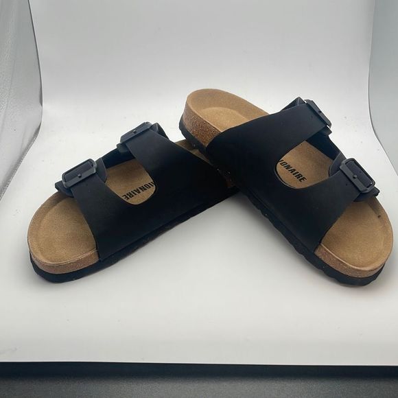 CUSHIONAIRE ✨Women's Comfty Cork Footbed Sandal SIZE 6 BLACK - Picture 6 of 6